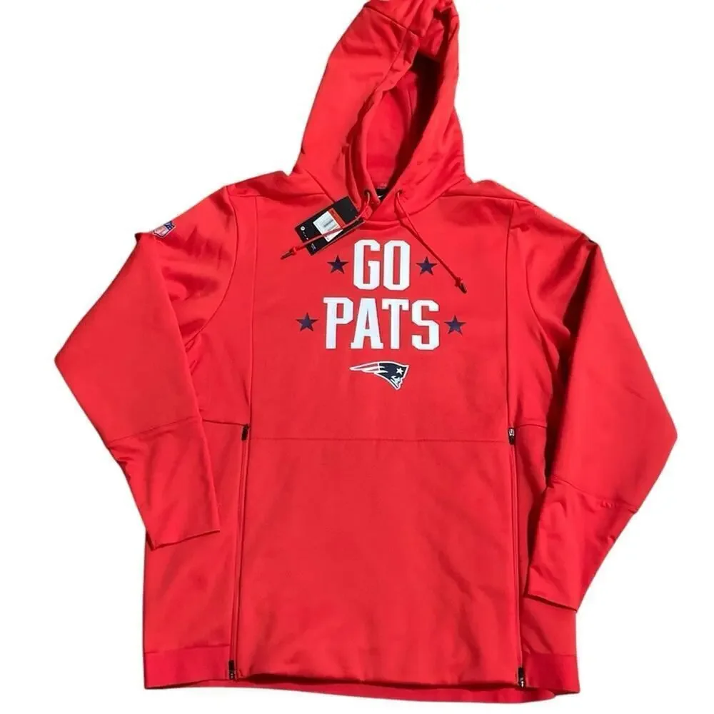 NWT * NIKE New England Patriots Red Sideline Local Lockup Pullover Hoodie- $125.